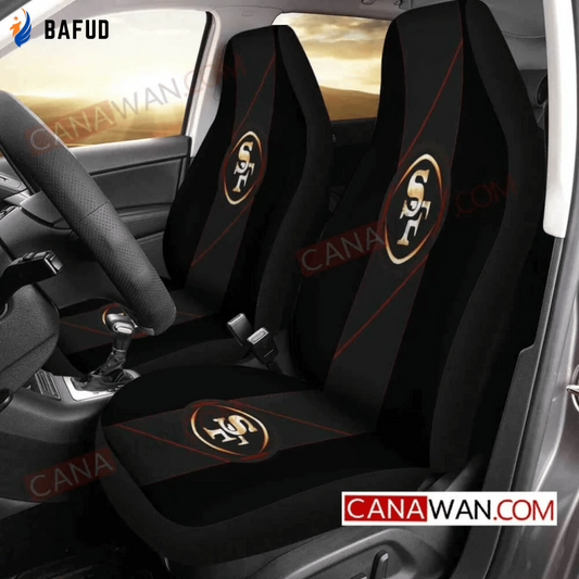 San Francisco 49ers Logo Pattern v65 Universal Fit Car Seat Covers For Fan Gifts Gift For Fan - Bafud
