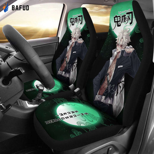 Sanemi Demon Slayer Under The Moon Car Seat Covers For Fan Gifts Custom Anime Car Accessories - Bafud
