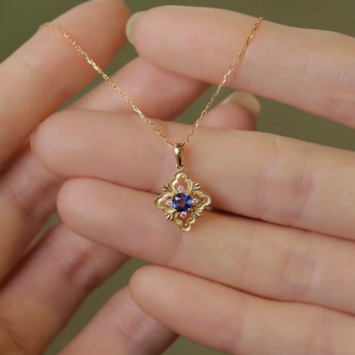 Sapphire Fleur Necklace