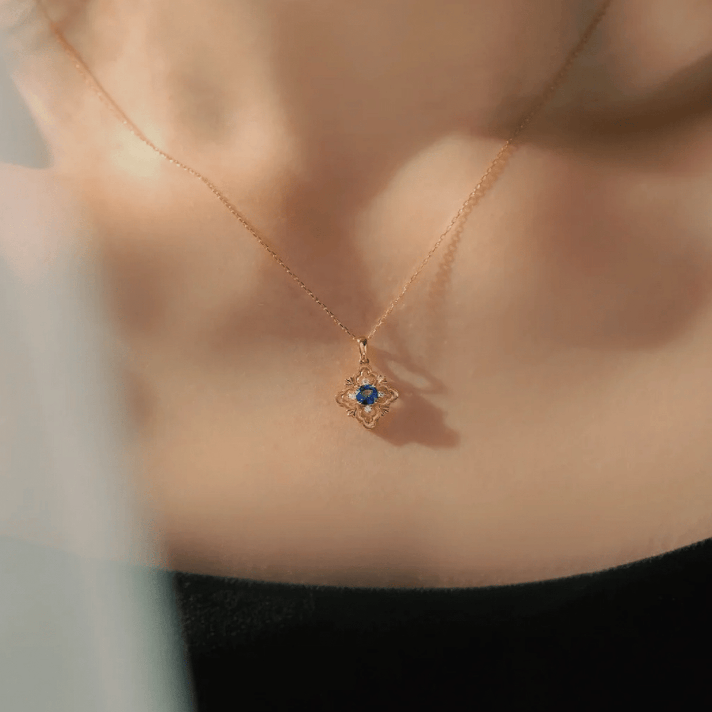 Sapphire Fleur Necklace