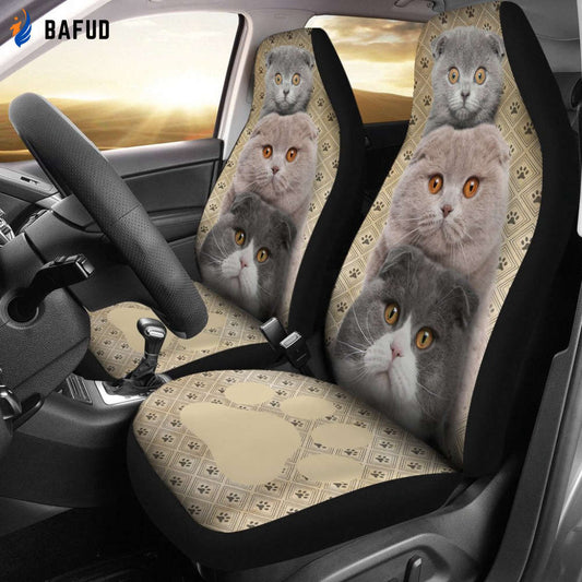 Scottish Fold Cat Car Seat Covers For Fan Gifts For Cat Lover - Bafud