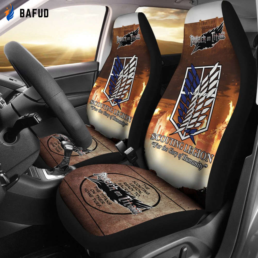 Scouting Legion Attack On Titan Car Seat Covers For Fan Gifts Custom Anime Car Accessories - Bafud