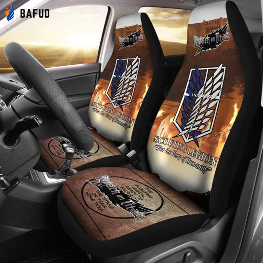 Scouting Legion Attack On Titan Car Seat Covers For Fan Gifts Custom Anime Car Accessories - Bafud