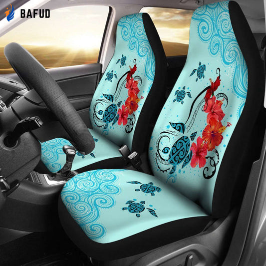 Sea Turtle Hawaiian Car Seat Covers For Fan Gifts - AH - Bafud