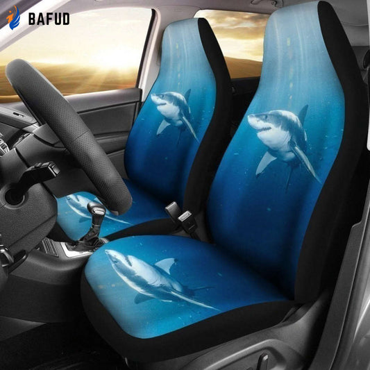 Sea Underwater Sunlight Shark Car Seat Covers For Fan Gifts - Bafud