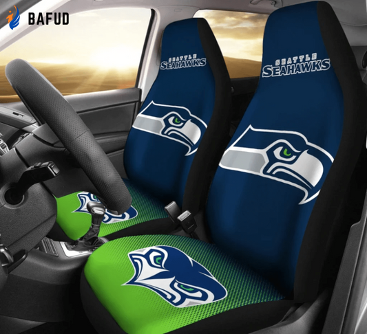 Seattle Seahawks Logo Pattern v8 Universal Fit Car Seat Covers For Fan Gifts Gift For Fan - Bafud
