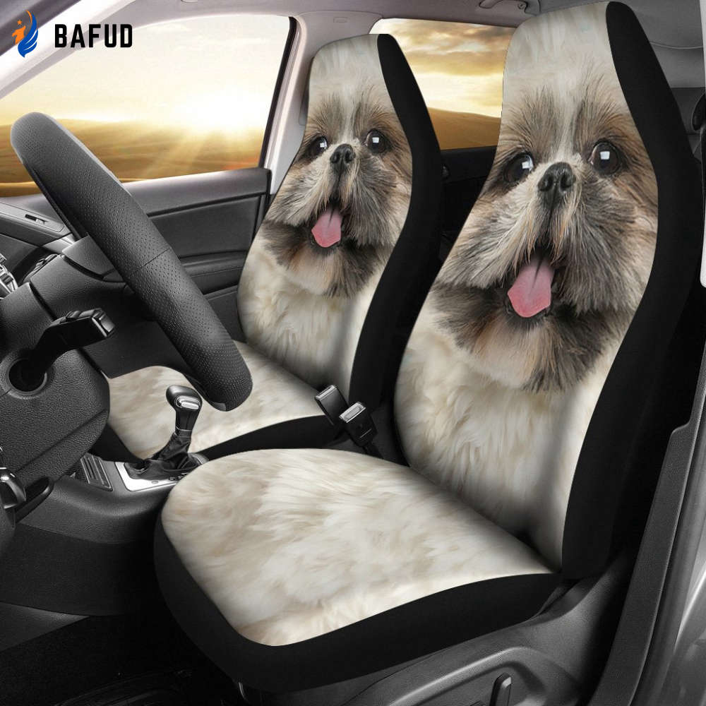 Shih Tzu Dog Car Seat Covers For Fan Gifts Funny Face - Bafud