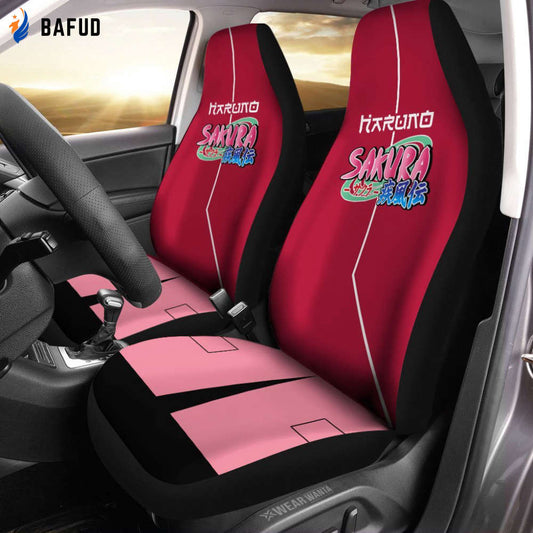 Shippuden Uniform Sakura Car Seat Covers For Fan Gifts Custom Shippuden NRT Anime Car Accessories Anime Gifts - Bafud
