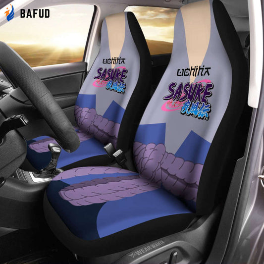 Shippuden Uniform Uchiha Sasuke Car Seat Covers For Fan Gifts Custom Shippuden NRT Anime Car Accessories Anime Gifts - Bafud