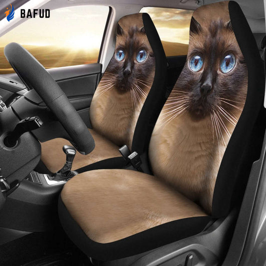 Siamese Cat Car Seat Covers For Fan Gifts Cute Cat Face - Bafud