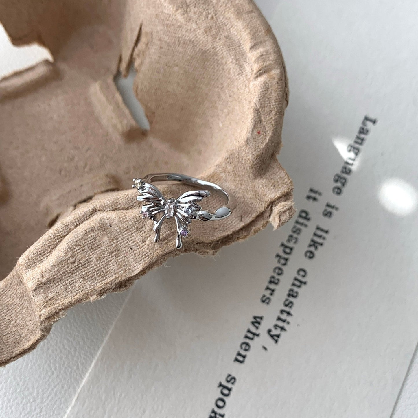 Silver Butterfly Ring -  Lana