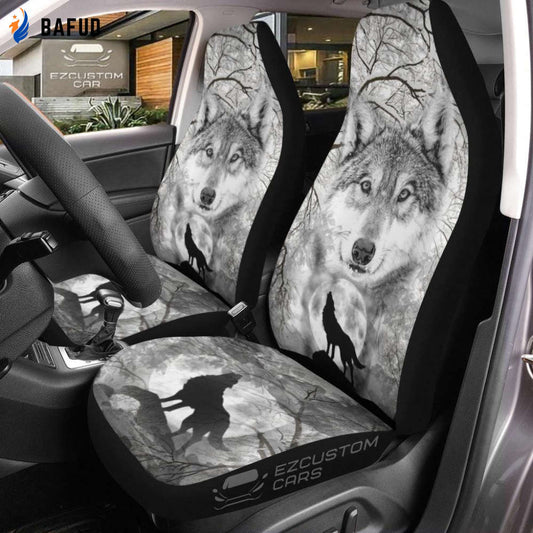 Snow Wolves Car Seat Covers For Fan Gifts Custom Animal Car Accessories - Bafud