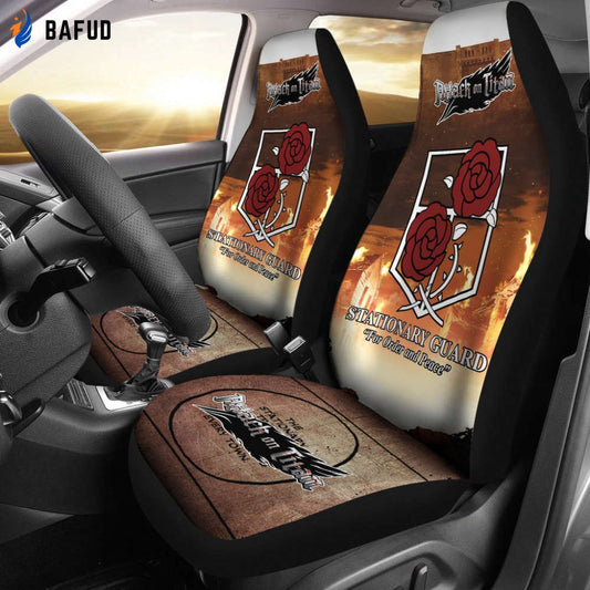 Stationary Guard Attack On Titan Car Seat Covers For Fan Gifts Custom Anime Car Accessories - Bafud