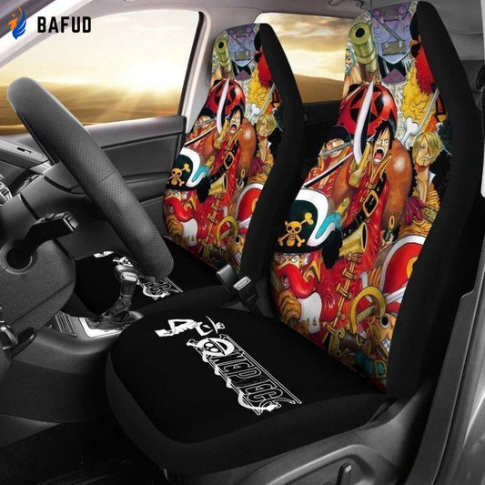Straw Hat Pirates One Piece Anime Car Seat Covers For Fan Gifts NH08 - Bafud