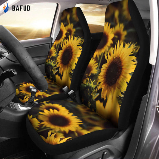 Sunflower Front Car Seat Covers For Fan Gifts, Cute Boho Hippie Covers, Vehicle for Women, Front Seat Protectors, Seat Cover For SUV, Jeep Wrangler - Bafud
