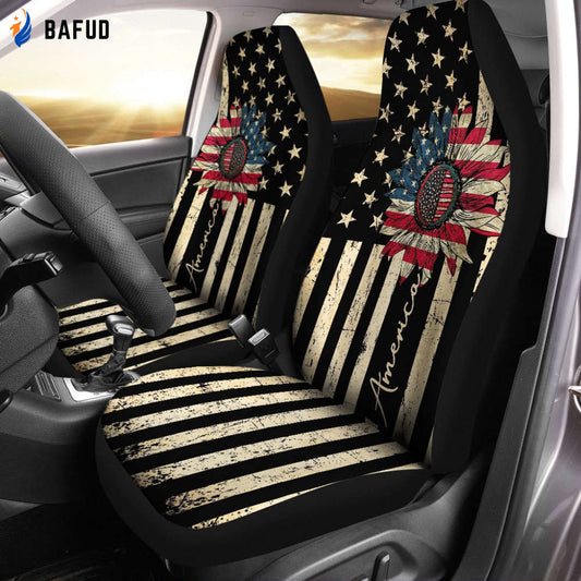 Sunflower Print Car Seat Covers For Fan Gifts VH-TM - Bafud