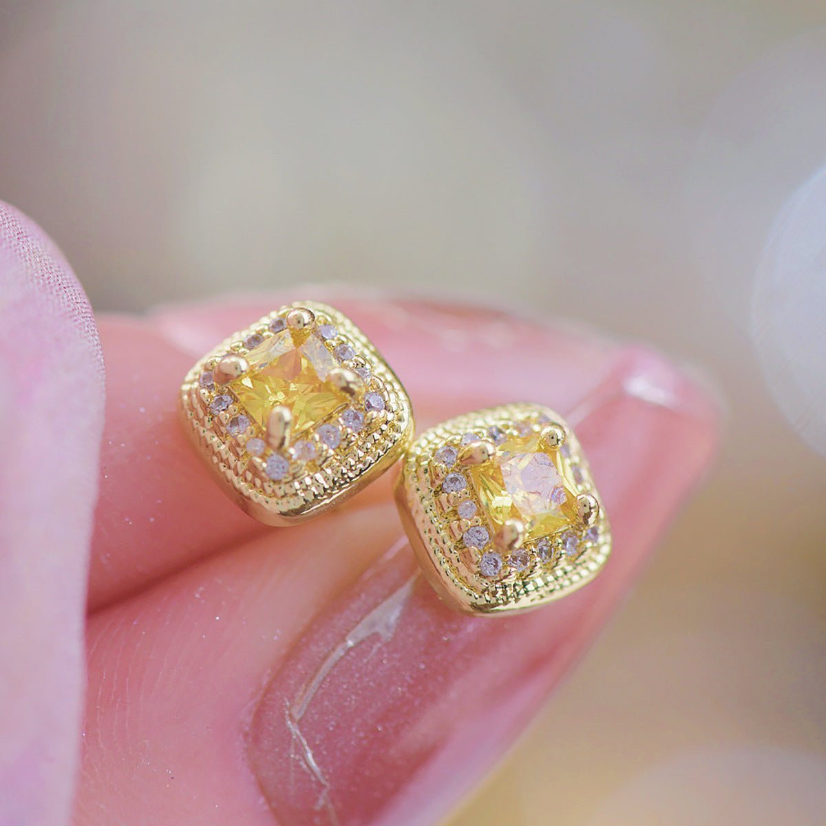 Sunlight Halo Stud Earrings