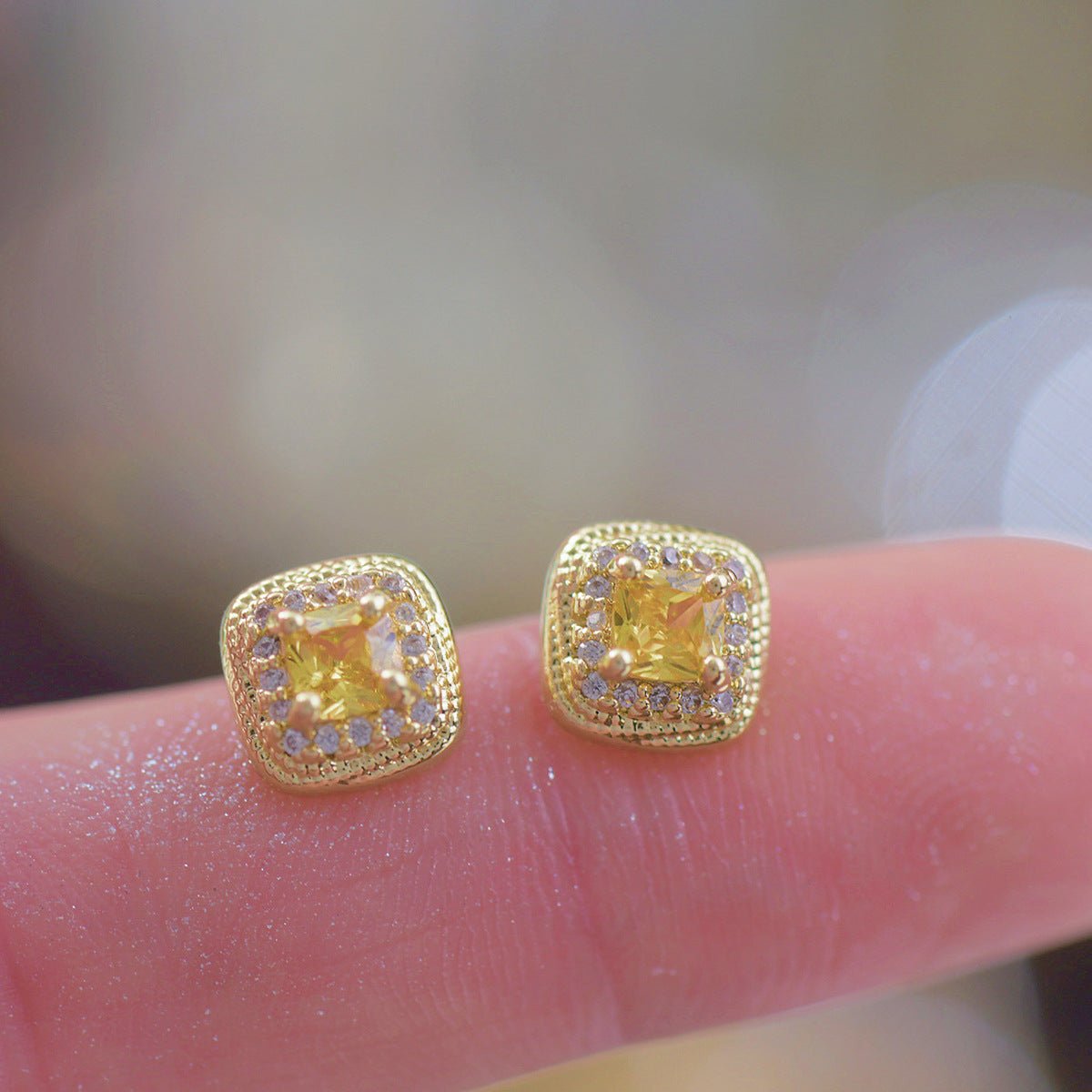 Sunlight Halo Stud Earrings