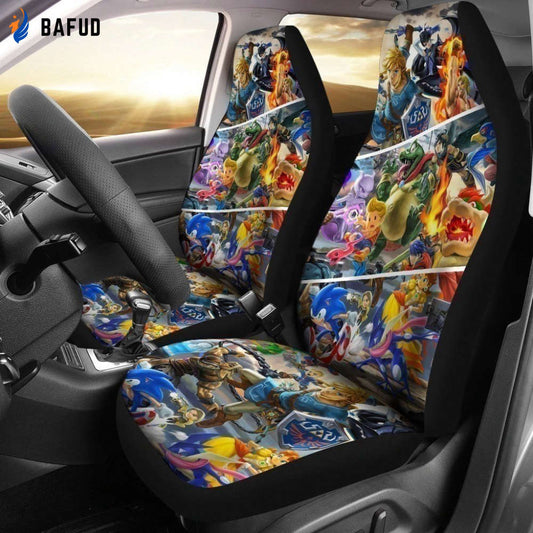 Super Smash Bros Let's The War Begin Car Seat Covers For Fan Gifts MN05 - Bafud