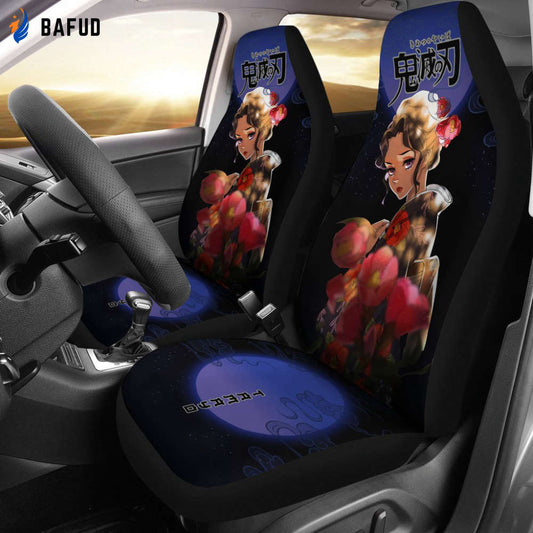 Tamayo Demon Slayer Under The Moon Car Seat Covers For Fan Gifts Custom Anime Car Accessories - Bafud