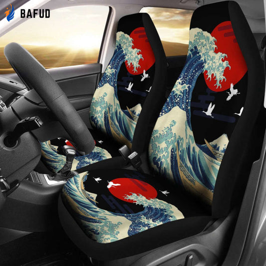 The Great Wave Off Kanagawa Car Seat Covers For Fan Gifts - Bafud