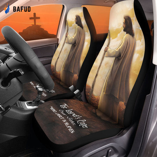 The Lord's Prayer Car Seat Covers For Fan Gifts 2 Pcs Front, God Our Father Vehicle Seat Covers For Fan Gifts, Son Of God, Daughter Of God Gifts - Bafud