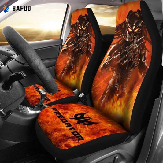 The Predator Orange Design Car Seat Covers For Fan Gifts - Bafud