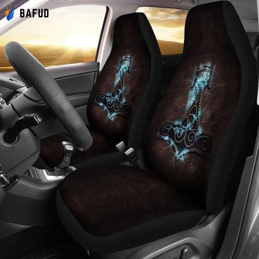 Thor Symbol God of Thunder Car Seat Covers For Fan Gifts Viking Fan - Bafud
