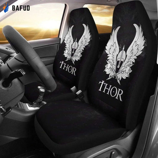 Thor Wings And Hammer Viking Car Seat Covers For Fan Gifts - Bafud