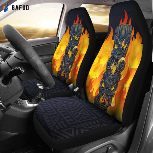 Tiki Fire Background Car Seat Covers For Fan Gifts - AH - TH3 - Bafud