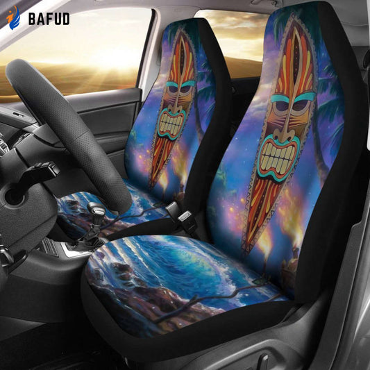 Tiki Night Background Car Seat Covers For Fan Gifts - AH - TH3 - Bafud