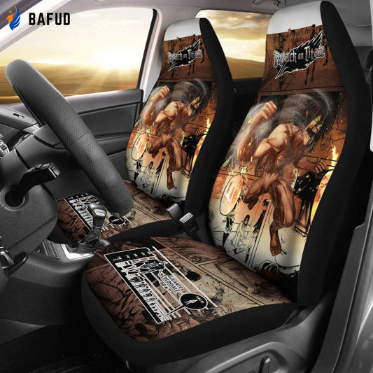 Titan Eren Attack On Titan Car Seat Covers For Fan Gifts Custom Anime Car Accessories - Bafud