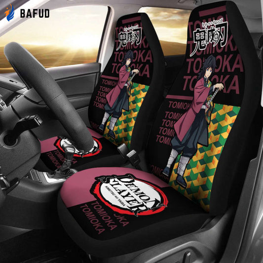 Tomioka Demon Slayer Car Seat Covers For Fan Gifts Custom Anime Car Accessories - Bafud