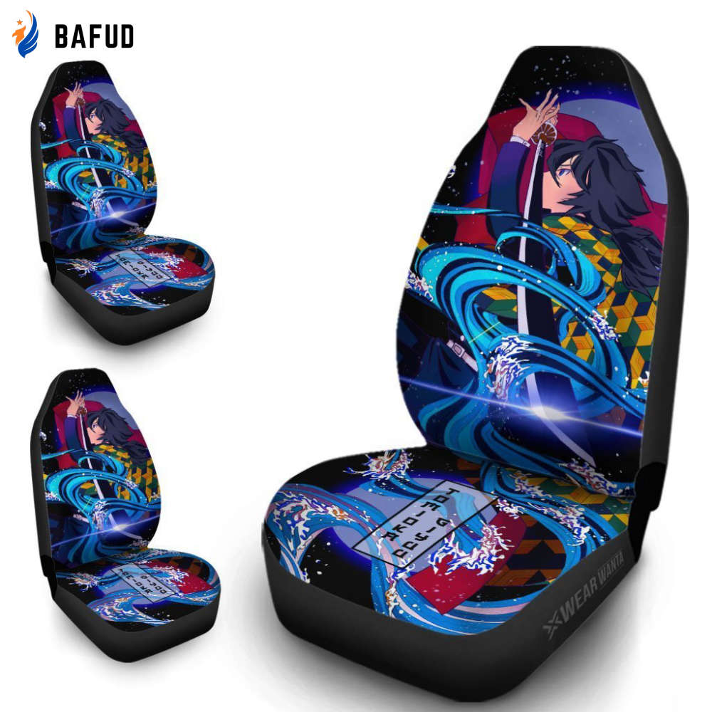 Tomioka Giyuu Car Seat Covers For Fan Gifts Water Breathing Demon Slayer Anime Car Accessories - Bafud