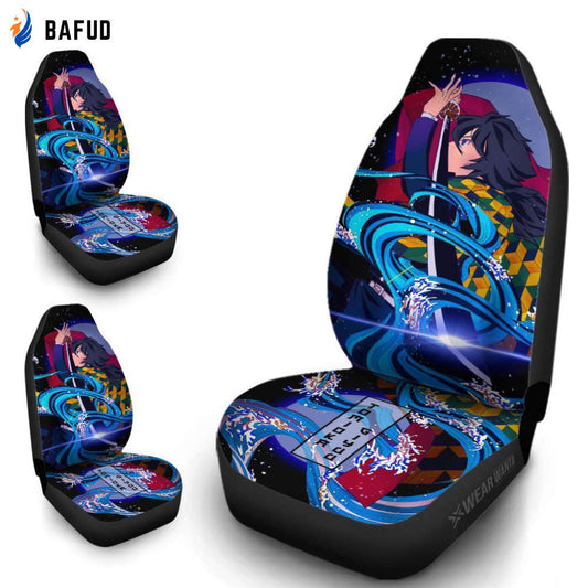 Tomioka Giyuu Car Seat Covers For Fan Gifts Water Breathing Demon Slayer Anime Car Accessories - Bafud
