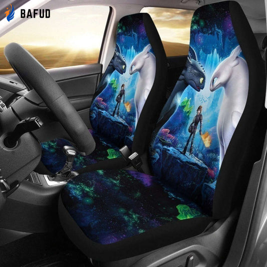 Toothless and Light Fury Car Seat Covers For Fan Gifts Custom How To Train Your Dragon - Bafud