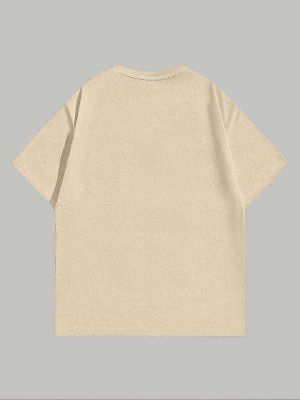 Women's Cartoon Figure & Letter Print Round Neck Tee, Graphic Tees, Fashion Casual Crew Neck Short Sleeve T-Shirt for Daily Holiday Vacation Outdoor Wear, Ladies Clothes for Summer