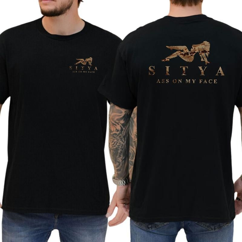 Sitya Camouflage Shirt, Featuring a bold design with the unique message Ass on my face T-Shirt, Soft Fabric Short Sleeve Shirt