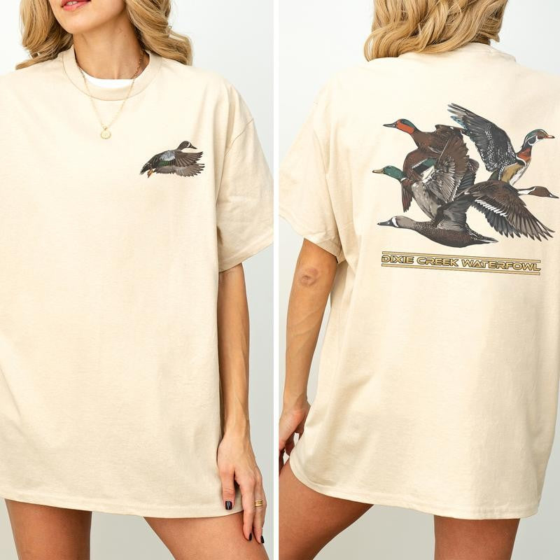 Graphic Busch Light Outdoors 2 Sided Shirt, Duck Hunting T-shirt, Comfort Clothing, Cotton Fabric Tshirt, Printed Women's Top, Casual Womenswear, Drink Shirt