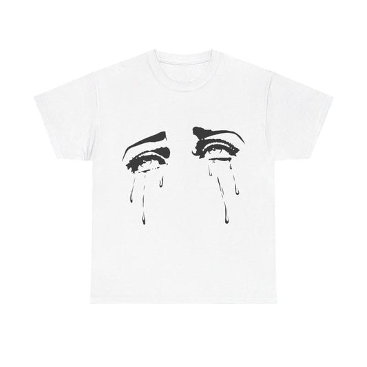Emo Gothic T-Shirt Crying Tears Tee Y2k Shirt Anime Fan Tshirt Emotional Face Casual Comfortable Cotton Crewneck Fashion Fit Top