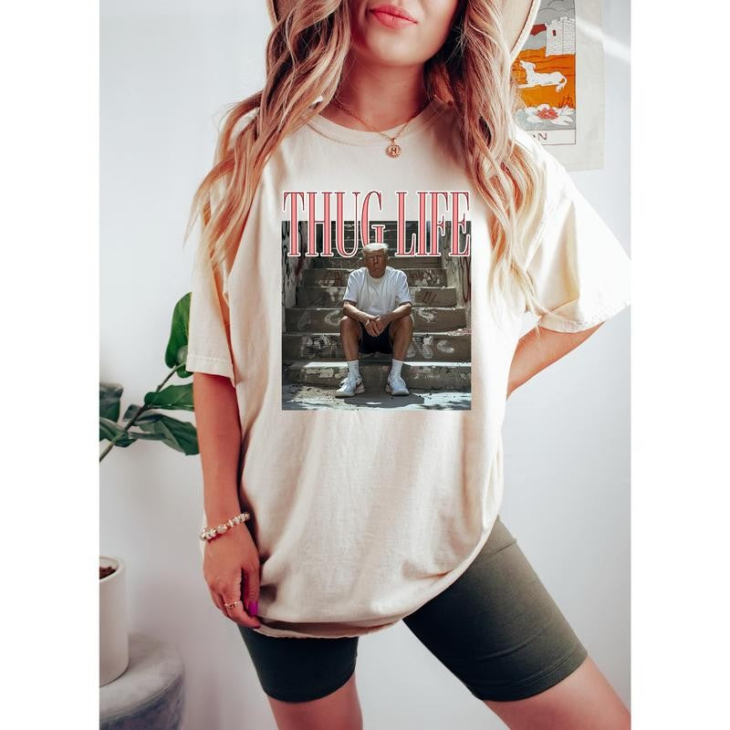 Donald Trump Thug Life Shirt, Viral Thug Life Trump T-Shirt, Sarcastic Donald Trump Tee, Funny Trump 2024 Shirt
