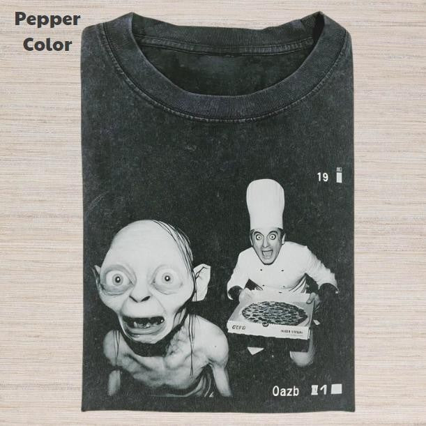 The Lord of the Rings Vintage Graphic Tee, Gollum Pizza T-Shirt, Movies Tee, Unisex Meme Cringe Funny Dumb Shirt, Menswear Womenswear Streetwear