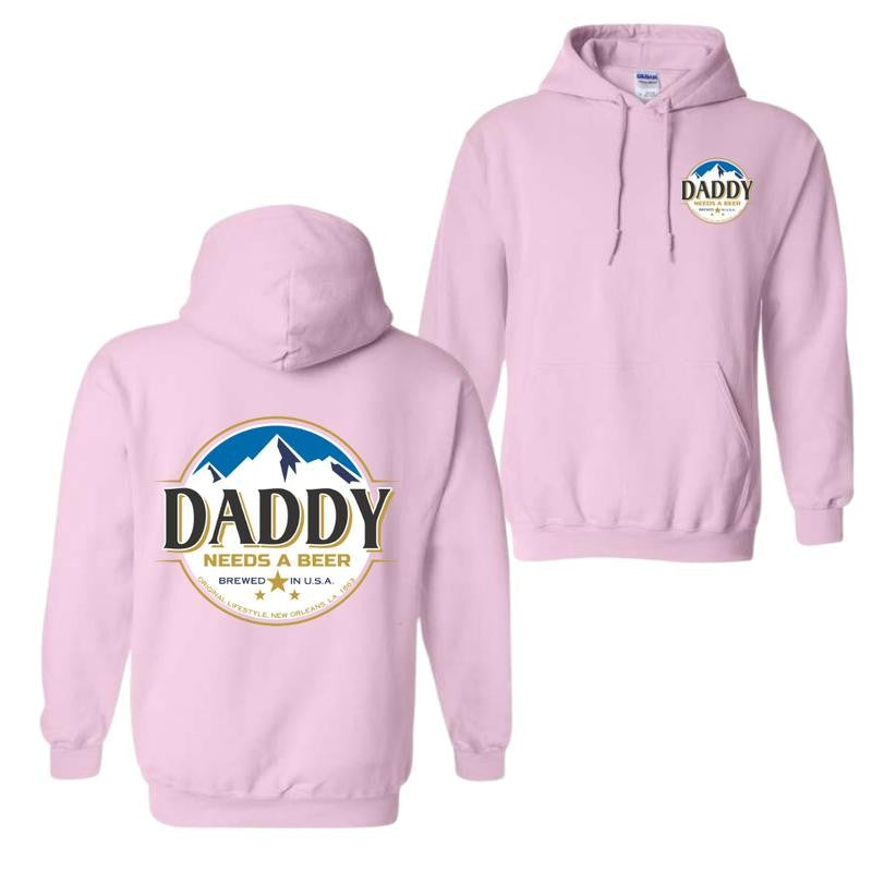 Athletic Daddy Pappy Needs Beer Logo Busch Cotton Hoodie And T-shirt, Father's Day Dad Papa Shirt, Busch Light Merch, Gift For Dad