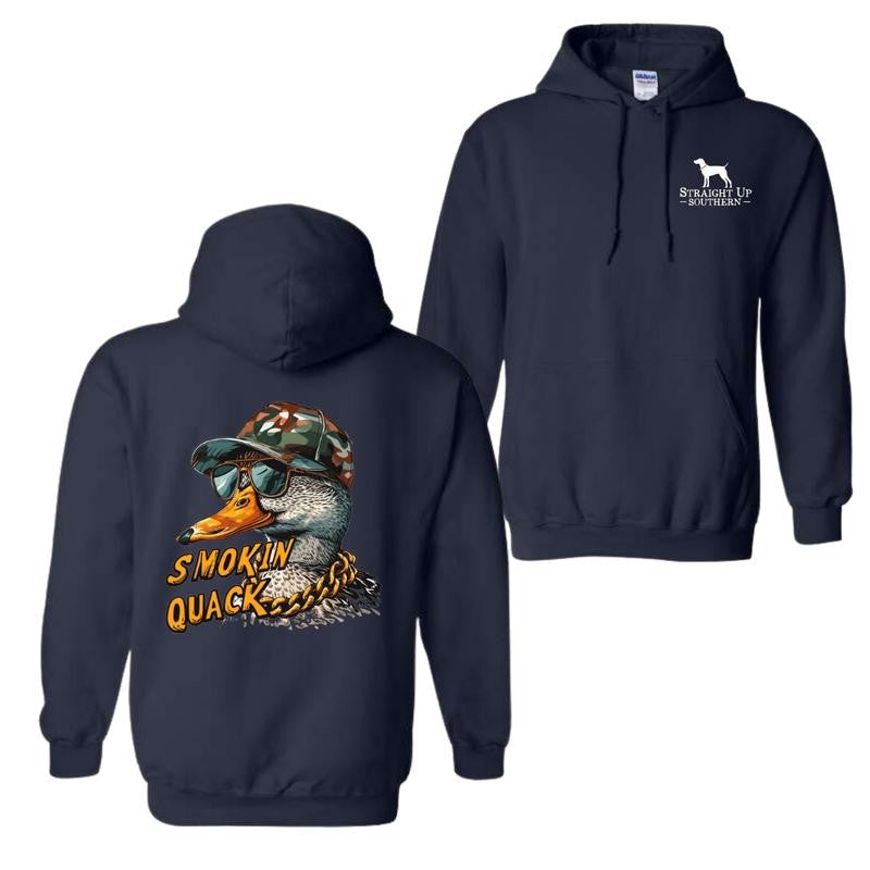 Straight Up Southern Hoodie - Fun Quirky Design with Smokin' Quack Graphics Perfect for Duck Hunting Lovers Unisex Comfort with Southern Charm