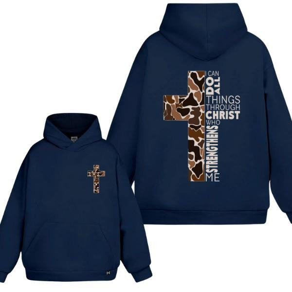 Christian Hoodie Camo Cross Design with Philippi Tshirt/ Hoodie, Vintage Unisex Tee Shirt Man Women, 100% Cotton Sleeve, Pullover Womenswear Clothing