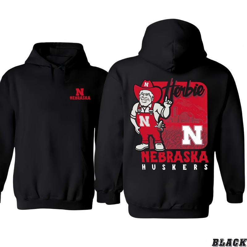 Herbie Nebraska Hoodie - Show Off Your Huskers T-Shirt/Hoodie, Unisex for Man and Women, 100% Cotton, Vintage Graphic Tee, Unisex Sport