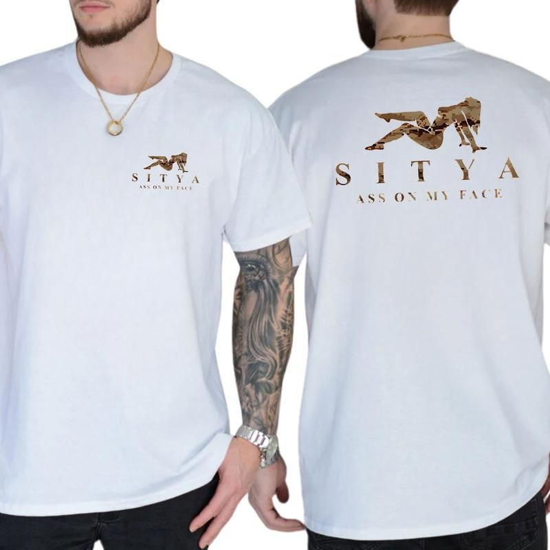 Sitya Camouflage Shirt, Featuring a bold design with the unique message Ass on my face T-Shirt, Soft Fabric Short Sleeve Shirt