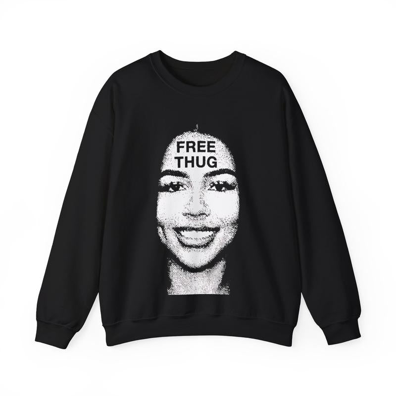 Free Thug Heavy Blendâ„¢ Sweater HipHop Styled Casual Streetwear 90s Vintage Retro Outerwear Crewneck Classic Cotton Menswear Sweatshirt Comfy