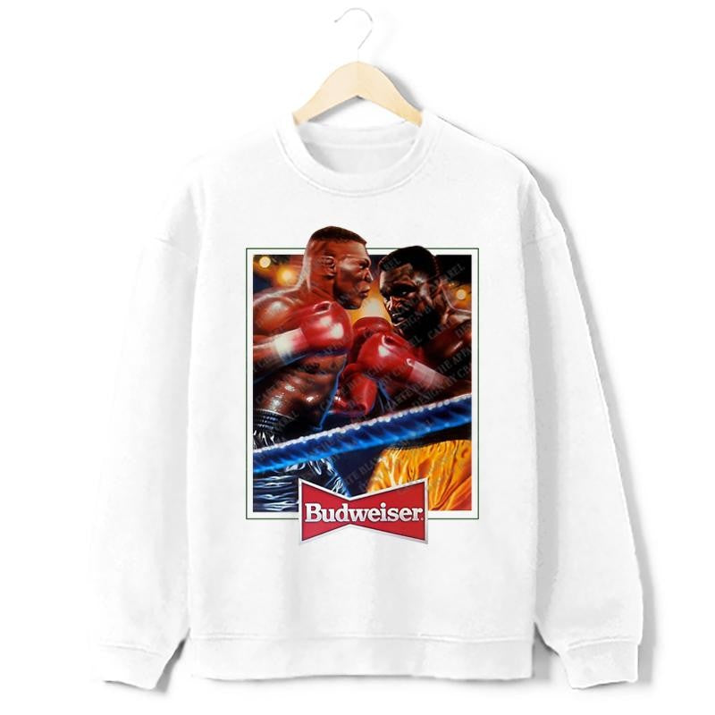 Mike Tyson VS Evander Holyfield Vintage Graphic Ad Retro Custom Graphic T-Shirt Crewneck Cotton