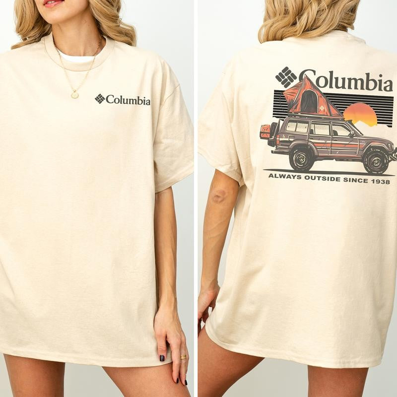 Vintage Columbia Crawl 2-Sided Shirt for Men and Women, Camping Truck T-Shirt, Retro Car RDG Tshirt, Car Enthusiast Tops, Cotton Casual Womenswear